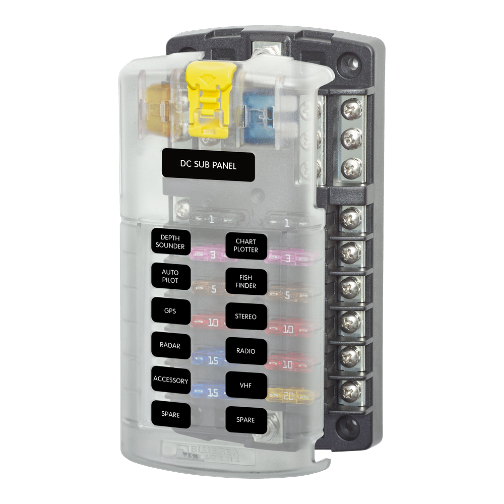 Blue Sea Systems ST Blade Fuse Block W/Ground - 12 Gang